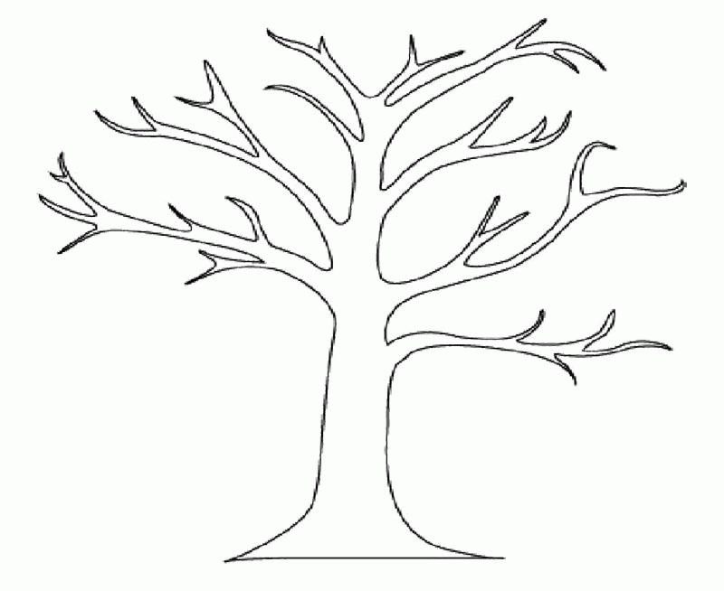 Tree Coloring Pages : Bare Tree Without Leave Coloring Page Kids 