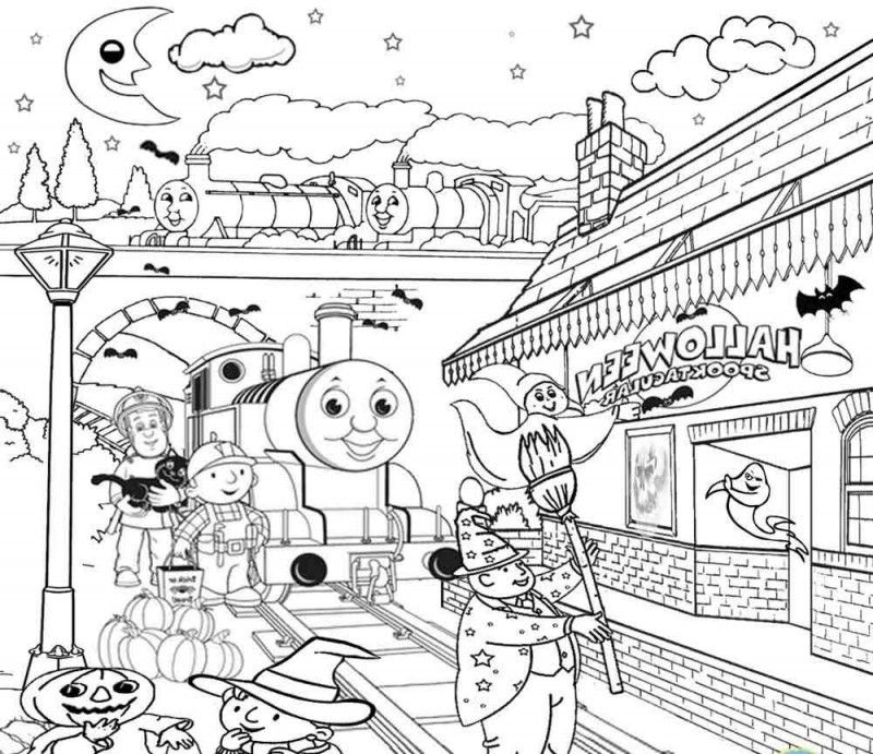 Thomas Partying With Man Coloring Page - Kids Colouring Pages