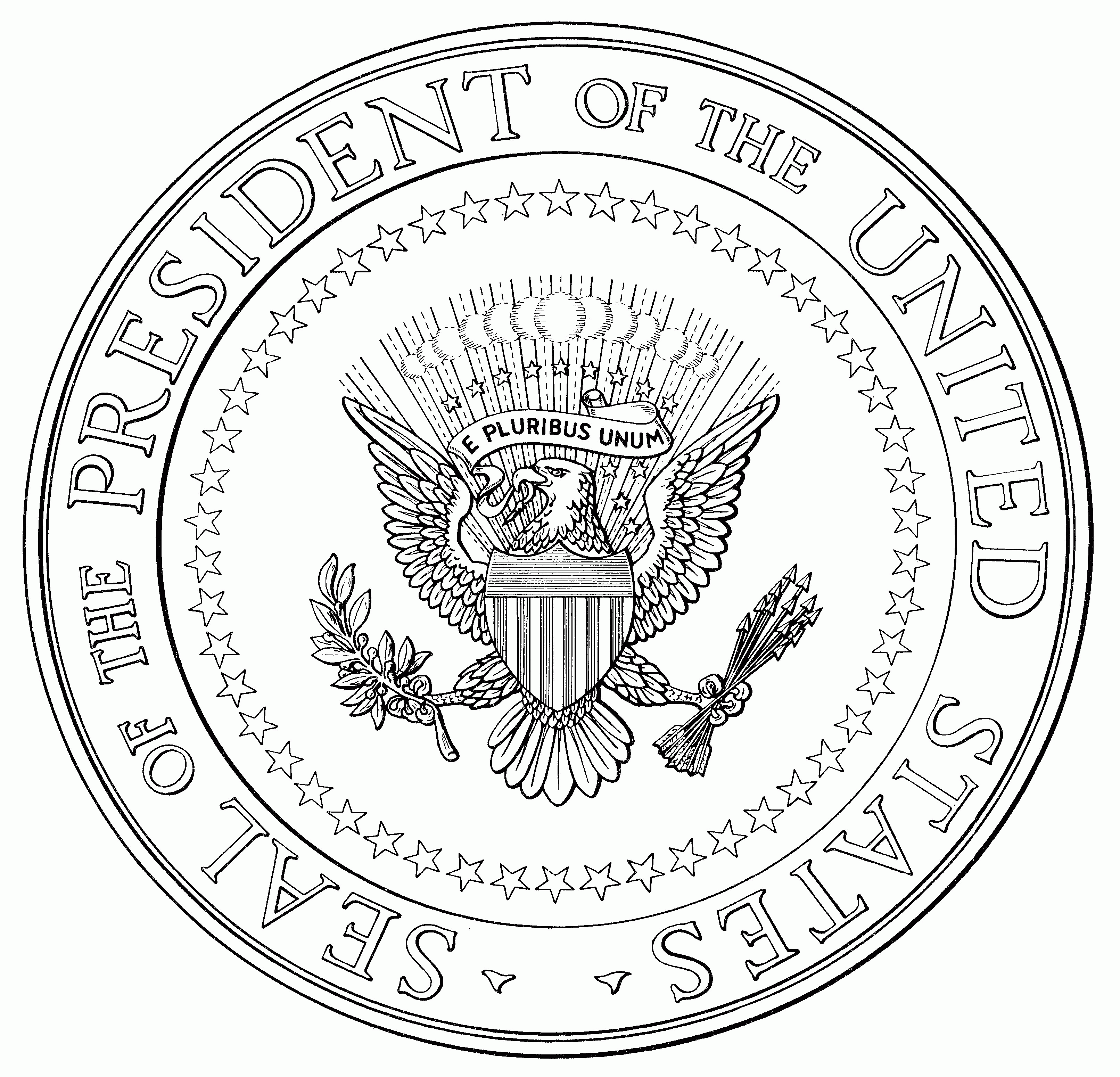 Seal of the president of the united states of america coloring sheet for kids