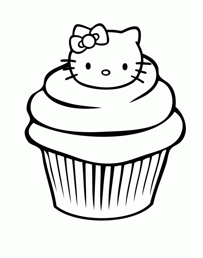 The Cupcake Display Hello Kitty Coloring Pages - Cookie Coloring 