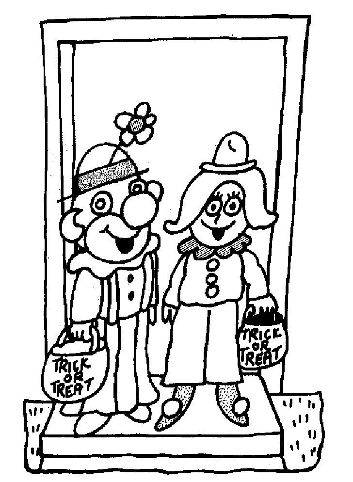 two halloween clowns of coloring pages