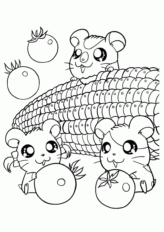 Hamtaro Happy With The Girls Coloring Pages Free Coloring Pages 