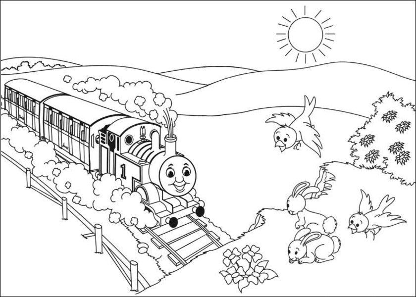 Thomas Met Bird And Bunny Coloring Pages - Thomas Coloring Pages 