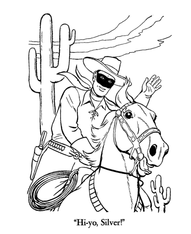 The Lone Ranger and Tonto Coloring Page sheets - Lone Ranger rides 