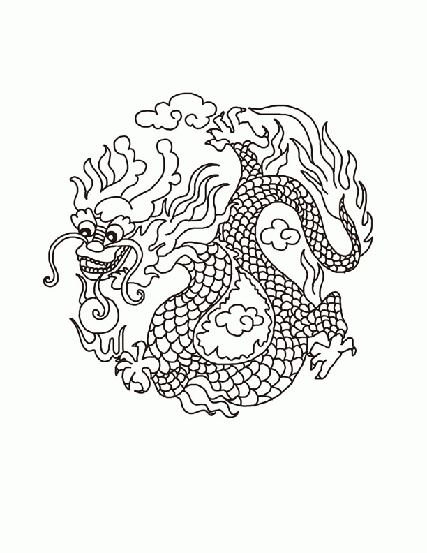 printable sheets of chinese dragons for chinese kids - Coloring Point
