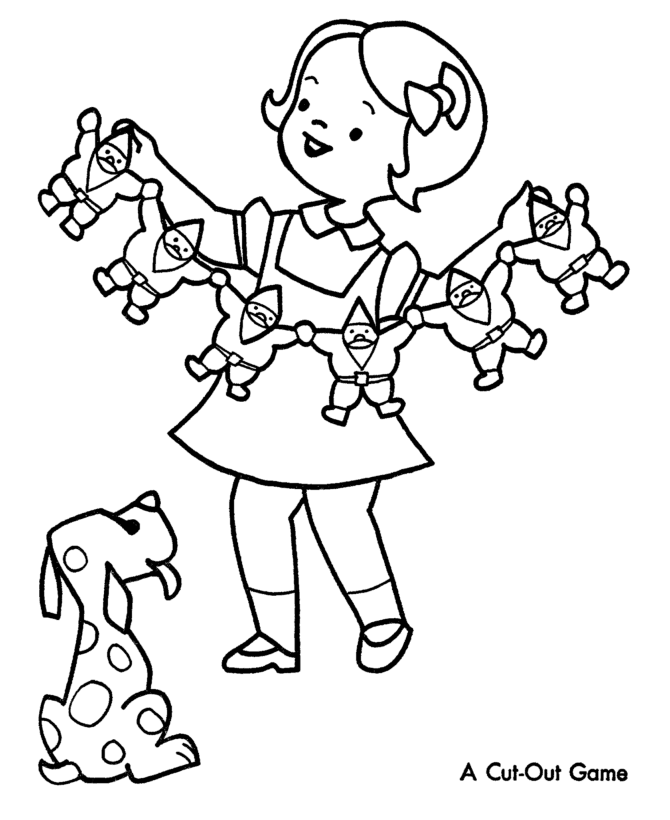 Christmas Party Coloring Pages - Christmas Party Cutout Game 