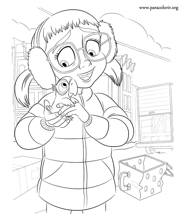 Rio: The Movie - Linda finding the macaw Blu coloring page