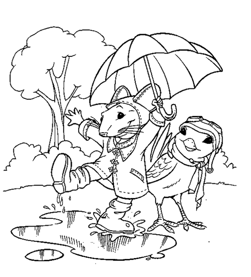 Margalo and Stuart in the Rain Stuart Little Coloring Pages