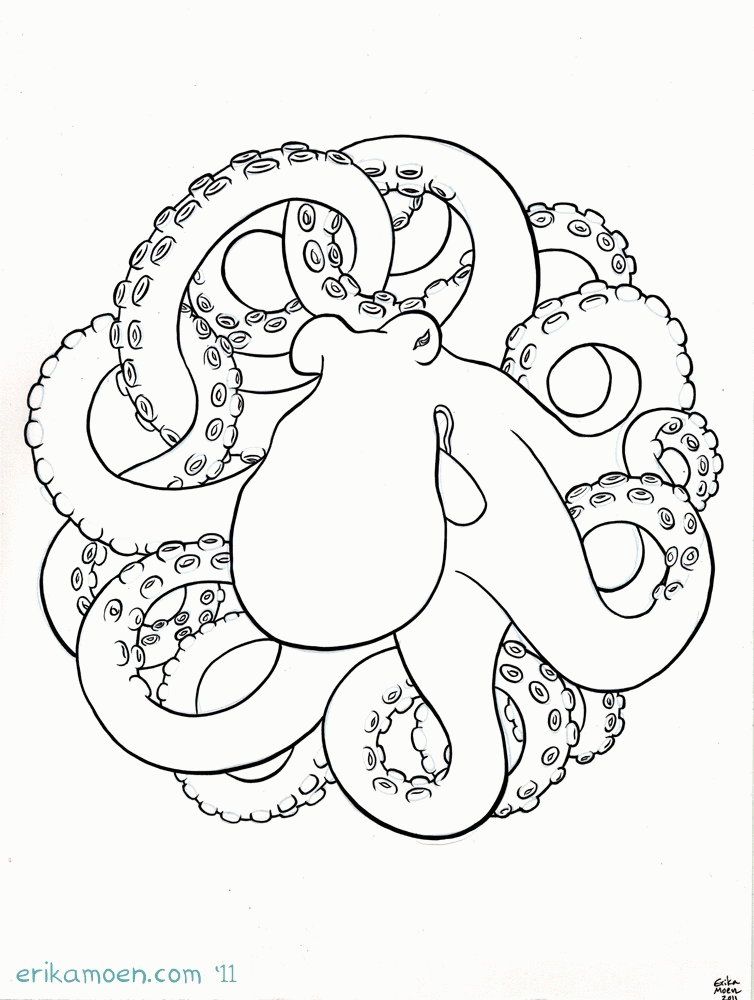Octopus Inked Drawing by erikamoen on Etsy