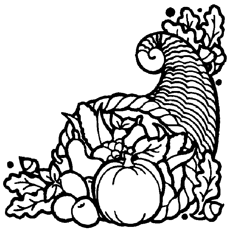 Horn of Plenty of Thanksgiving Coloring Pages Printables 
