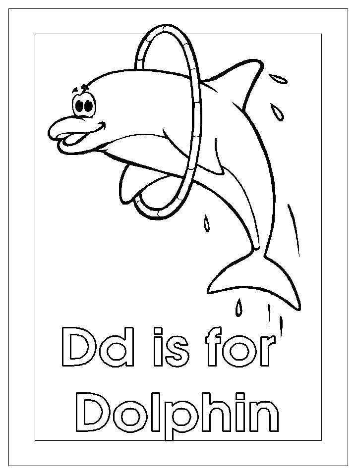 Coloring & Activity Pages: "Dd is for Dolphin" Coloring Page