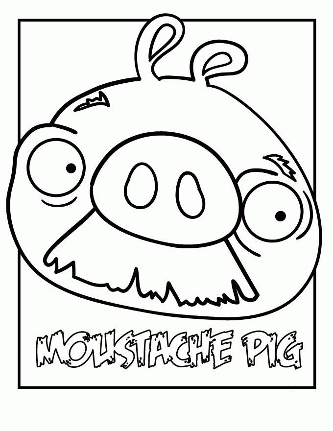 angry bird Moustache pig coloring page - smilecoloring.com