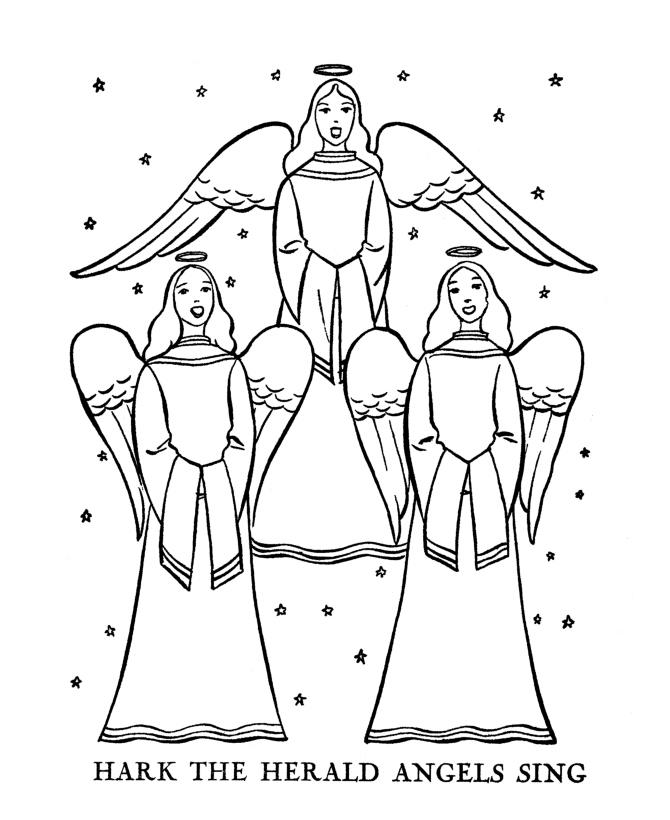 Religious Christmas Bible Coloring Pages – Herald Angles Sing 