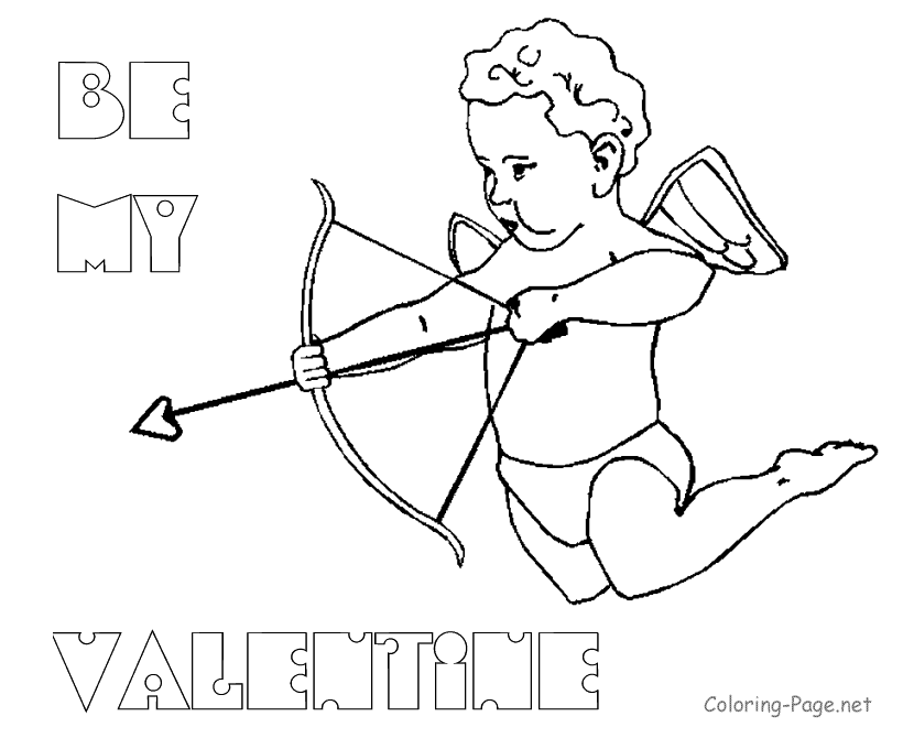 Valentine Coloring Pages - Cupid with Bow