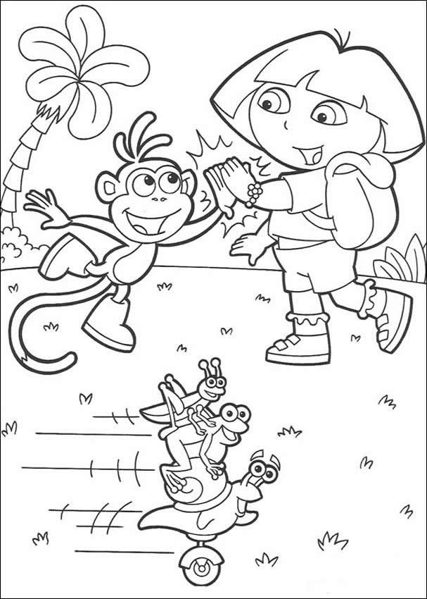 DORA THE EXPLORER coloring pages - Dora, Boots and fiesta Trio