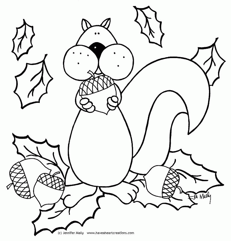 Jen Mally's Squirrel Coloring Sheet