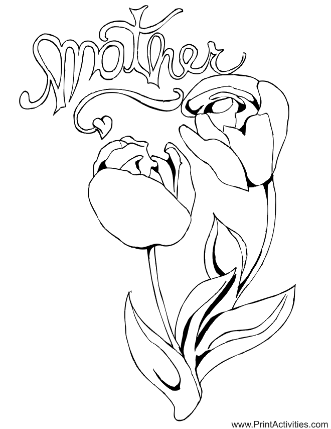 Happy Mother's Day Coloring Page: Flower for mother