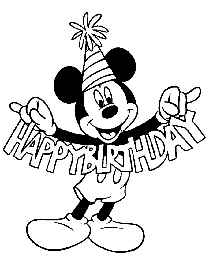 mickey happy birthday coloring pages | Birthday ideas