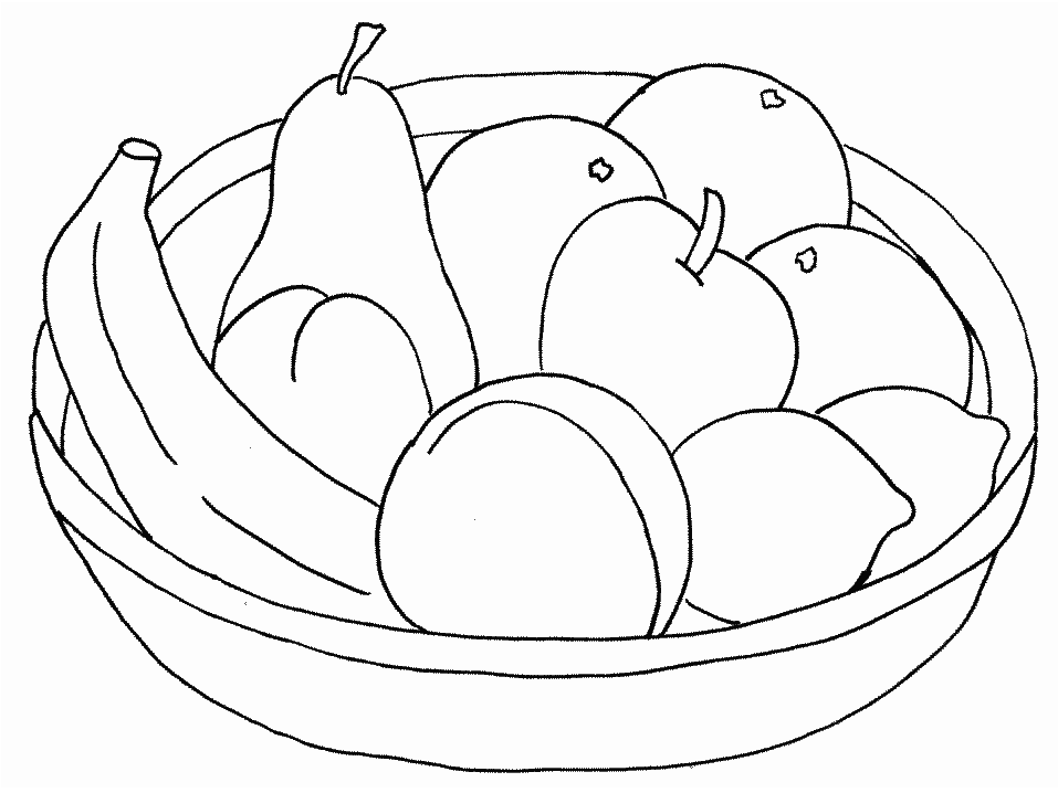 Basket with fruits coloring page