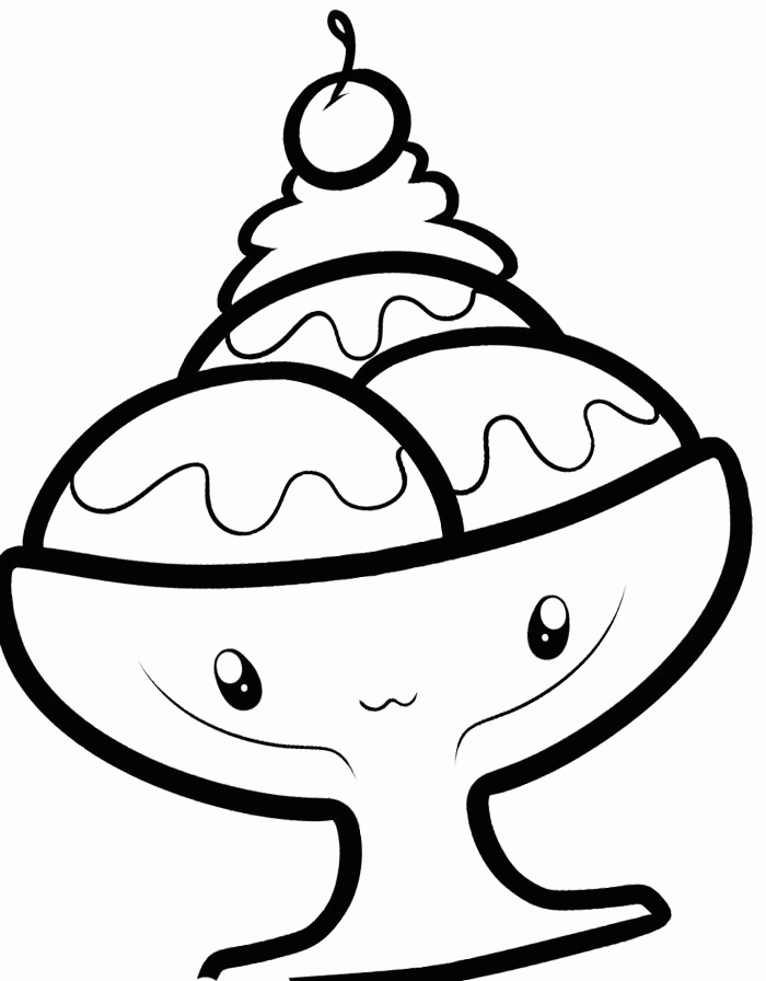 Ice Cream Sundae In A Glass Coloring Page - Cookie Coloring Pages 