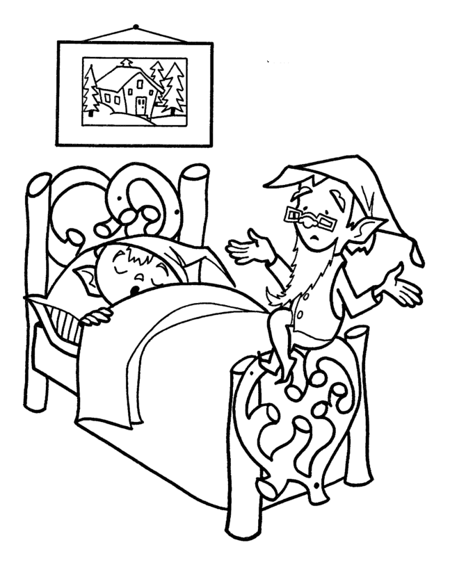 Santa's Elves Coloring Pages - Santa's Elves wake up early 