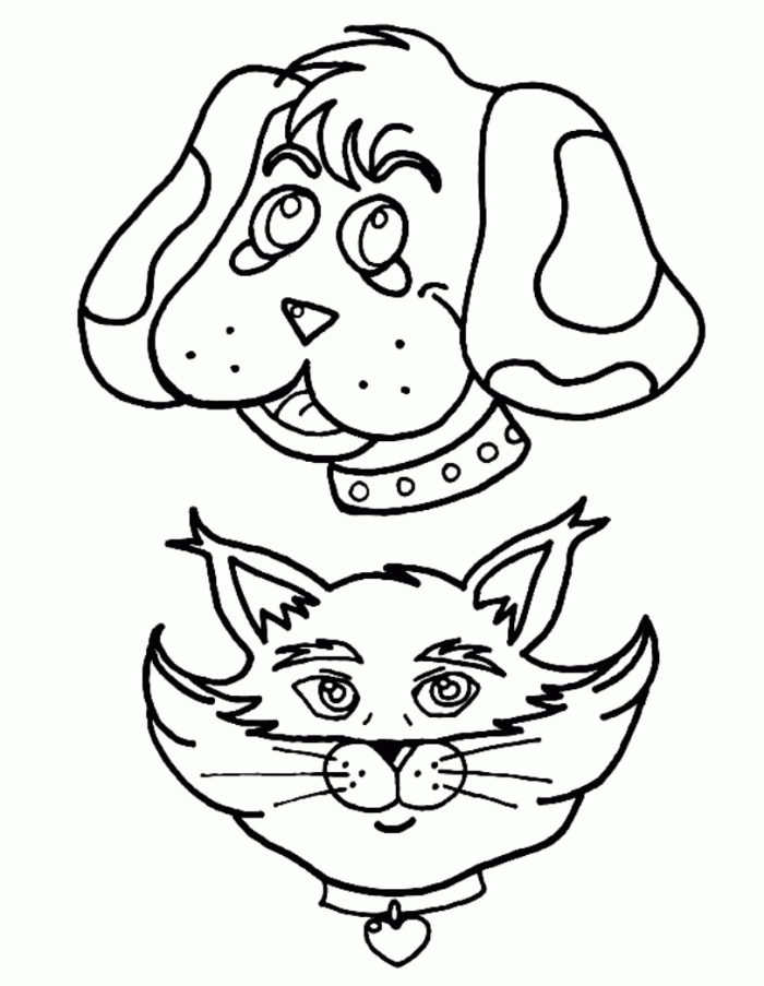 Cat Head And Dog Head Coloring Pages - Animal Coloring Pages on 
