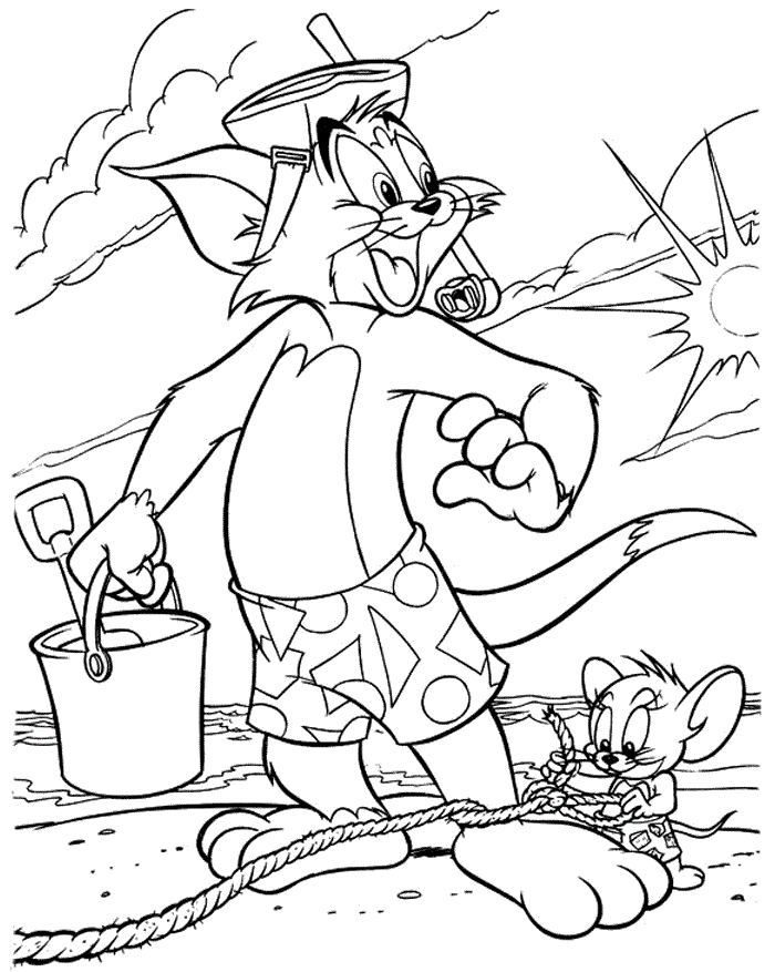 Tom Going to Dive Coloring page | Kids Coloring Page