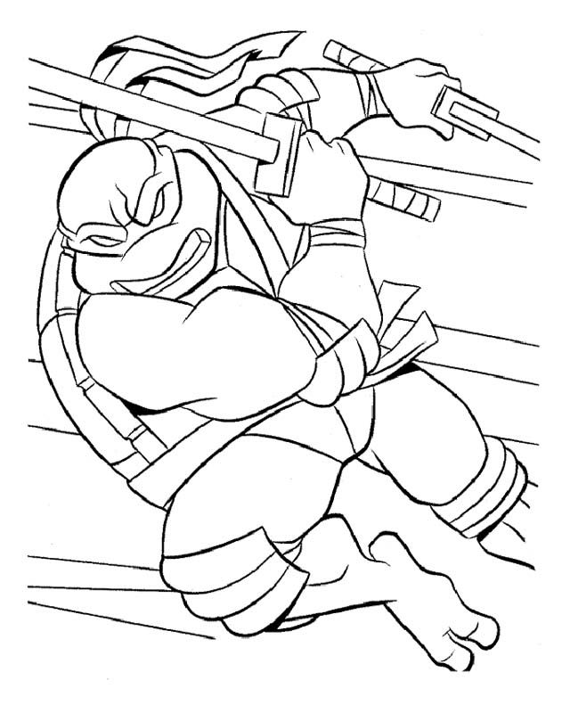 Printable Ninja Turtle Moves Quickly Coloring Page - Cartoon 