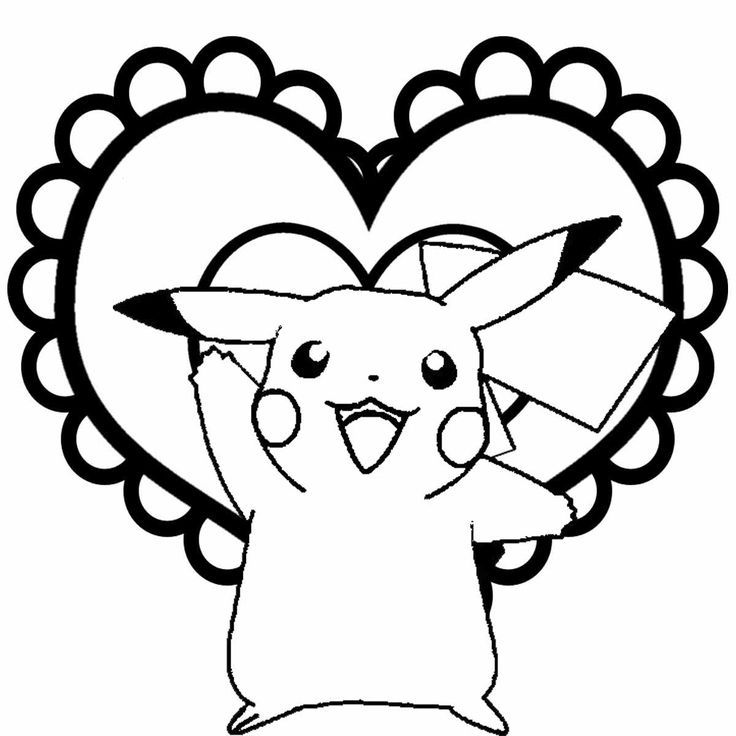Pikachu Pokemon Valentine coloring page. | Coloring sheets