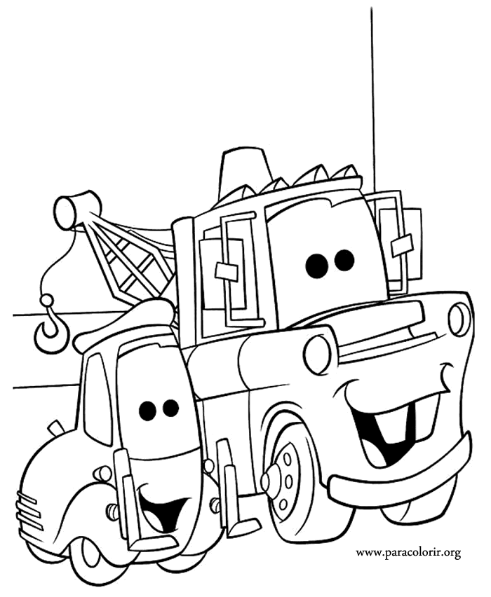 Cars Movie - Guido and Tow Mater coloring page