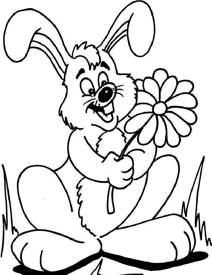 Download Rabbits Who Were Holding A Flower Coloring Pages Or Print 