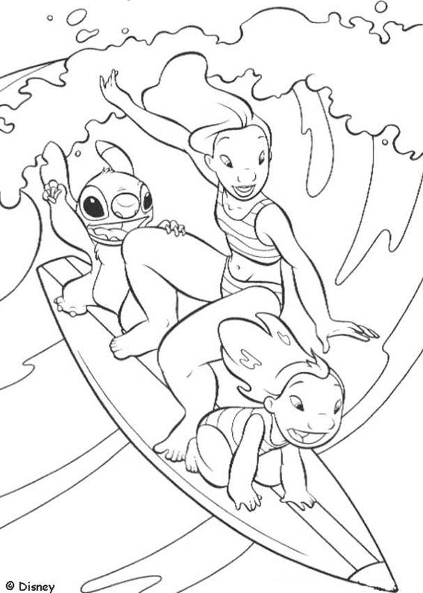 Lilo And Stitch Surfing Coloring Pages Images & Pictures - Becuo