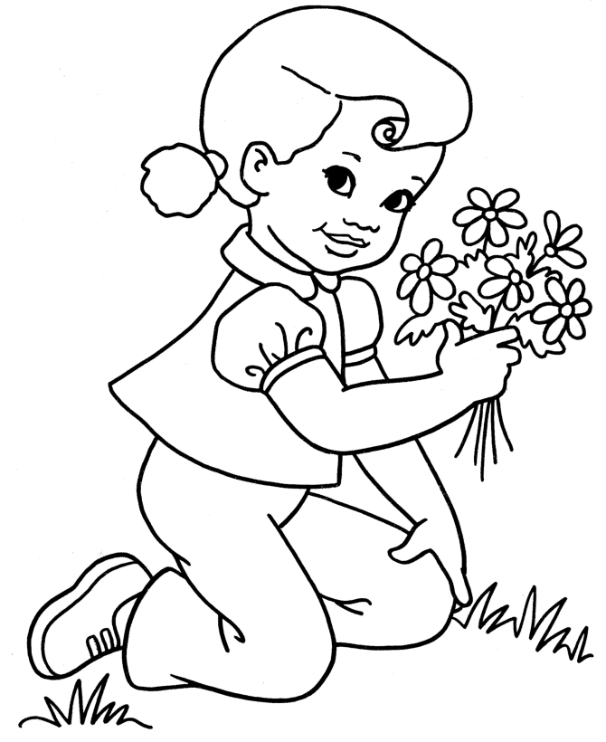 Spring Children and Fun Coloring Page 4 - Spring bouquet Coloring 
