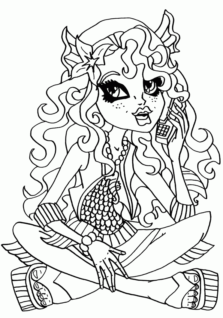 Lagoona Blue Being Called Up Coloring Pages - Monster High 