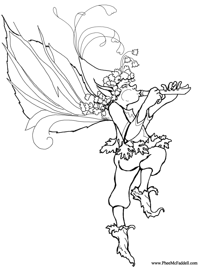 Elf Blowing Pipe Coloring Page