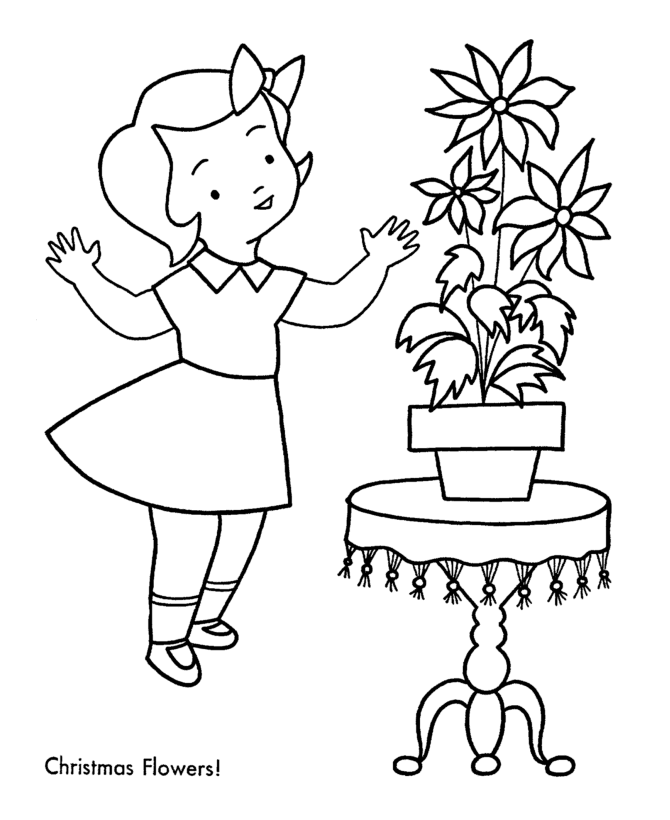 Christmas Decorations Coloring Pages - Christmas Poinsettia 