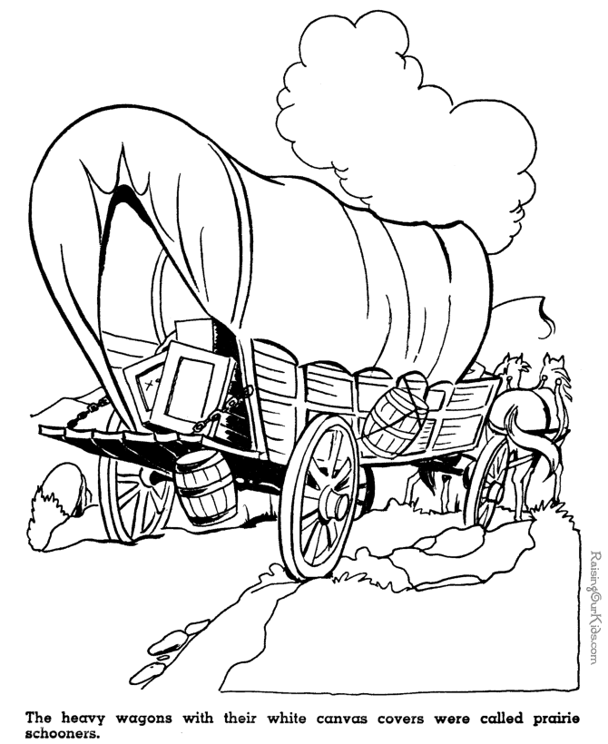 Kid coloring pages of Prairie schooners | Colouring pages