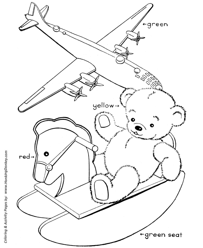 Teddy Bear Coloring Pages | Teddy Bear and Toys Coloring page 