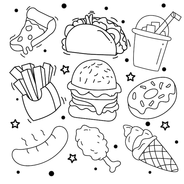 Free Vector | Collection of handrawn elements fast food