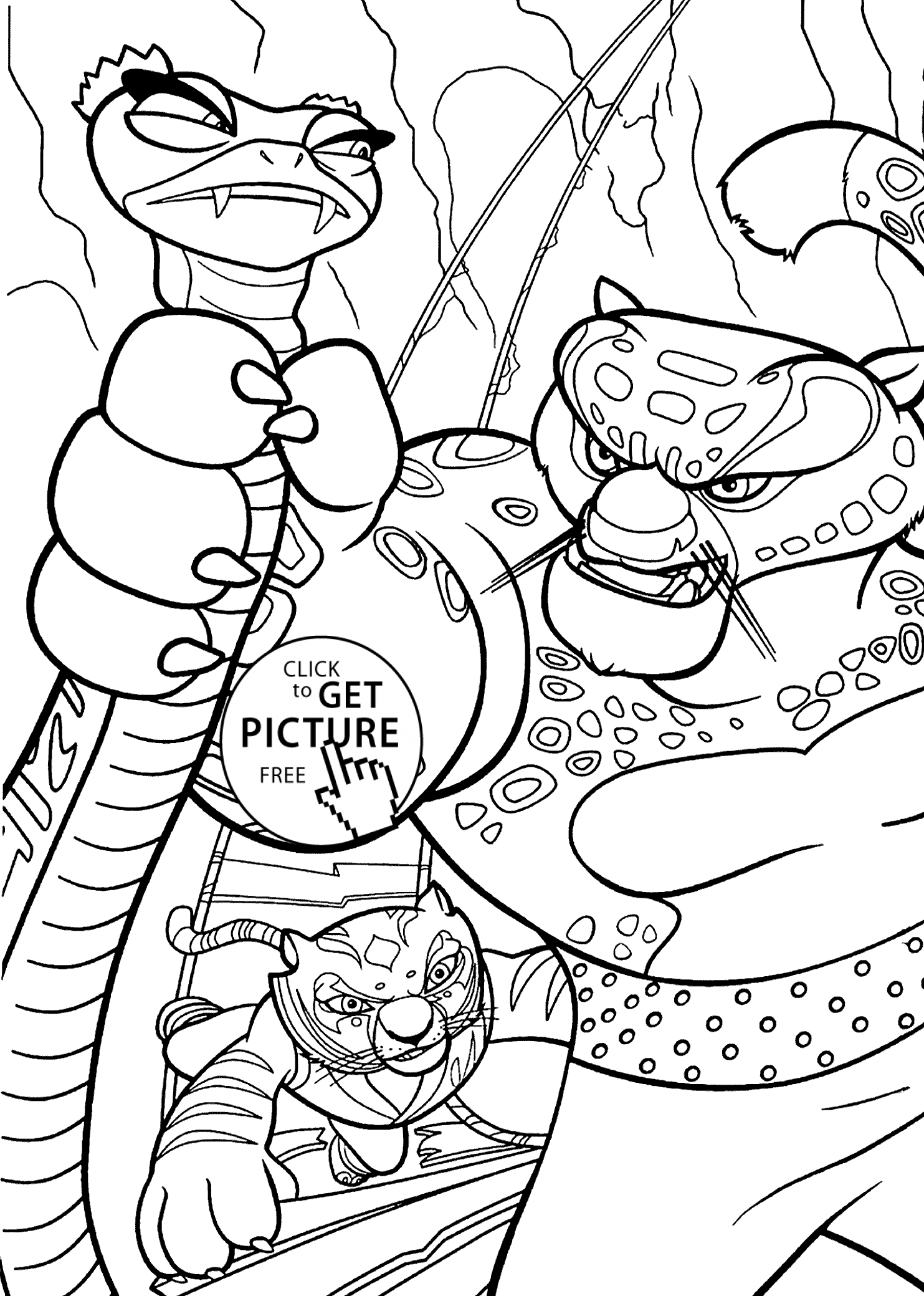 Tai Lung from Kung Fu Panda coloring pages for kids, printable free