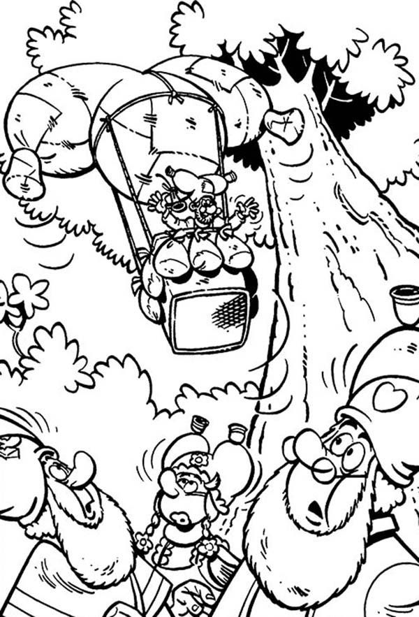 Plop the Gnome Ride Air Balloon Coloring Pages | Bulk Color