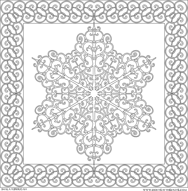 Snowflake Mandala - Coloring Pages for Kids and for Adults