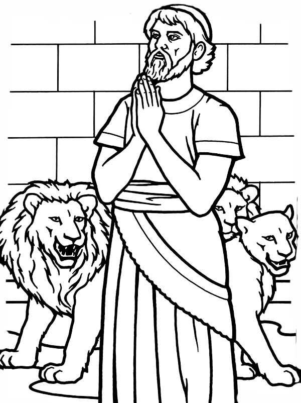 Daniel Pray to God in Daniel and the Lions Den Coloring Page - NetArt |  Daniel and the lions, Daniel in the lion's den, Lion coloring pages