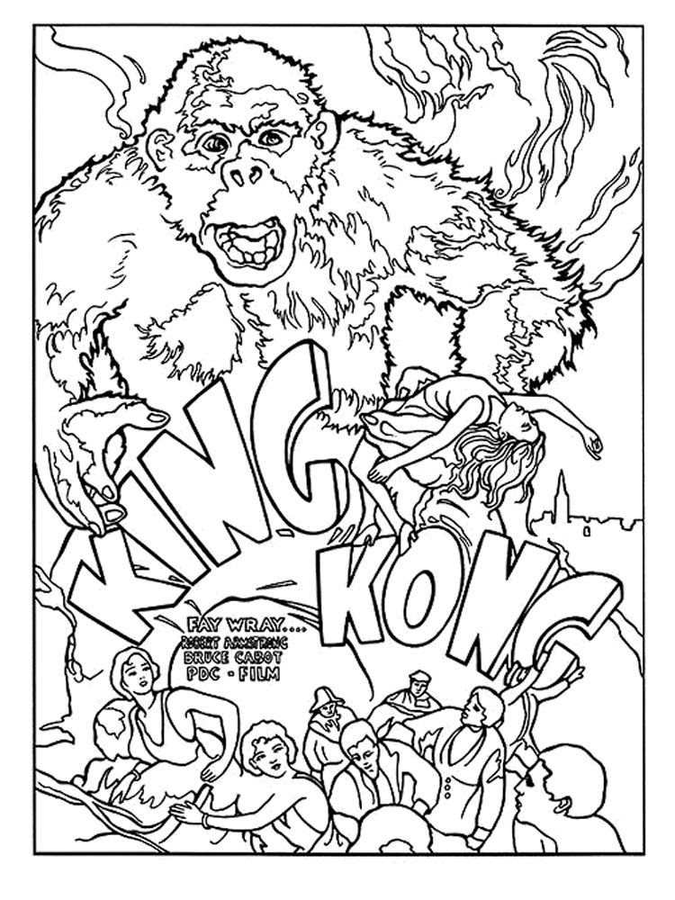 King Kong coloring pages. Download and print King Kong coloring pages
