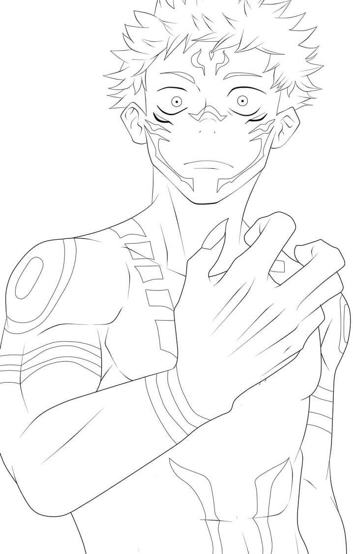 Itadori Coloring Page - Anime Coloring Pages - Coloring Home in 2021 |  Anime canvas art, Anime lineart, Anime drawings tutorials