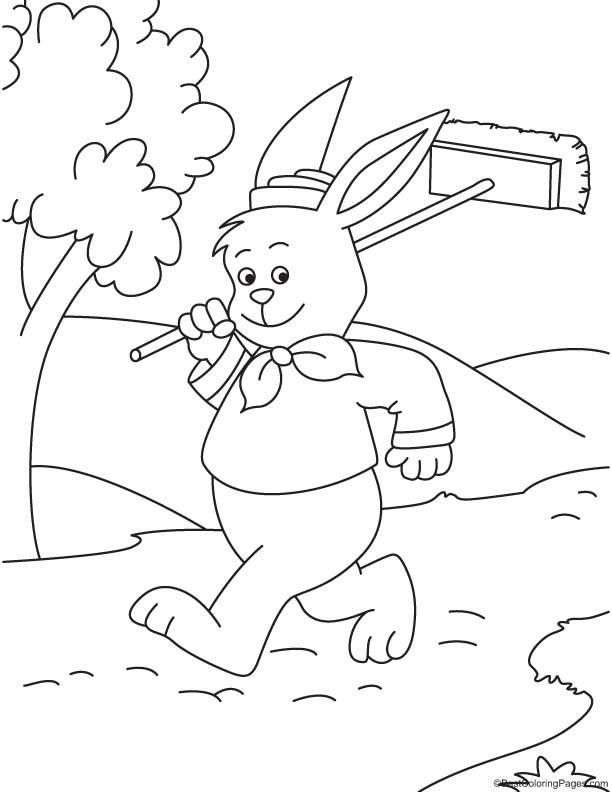 Rabbit with mop coloring page | Download Free Rabbit with mop coloring page  for kids | Best Coloring Pages