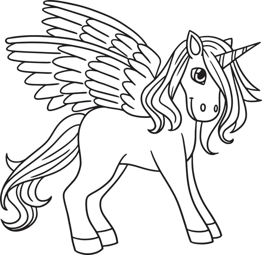 Unicorn With Wings Isolated Coloring Page for Kids 8208816 Vector Art at  Vecteezy