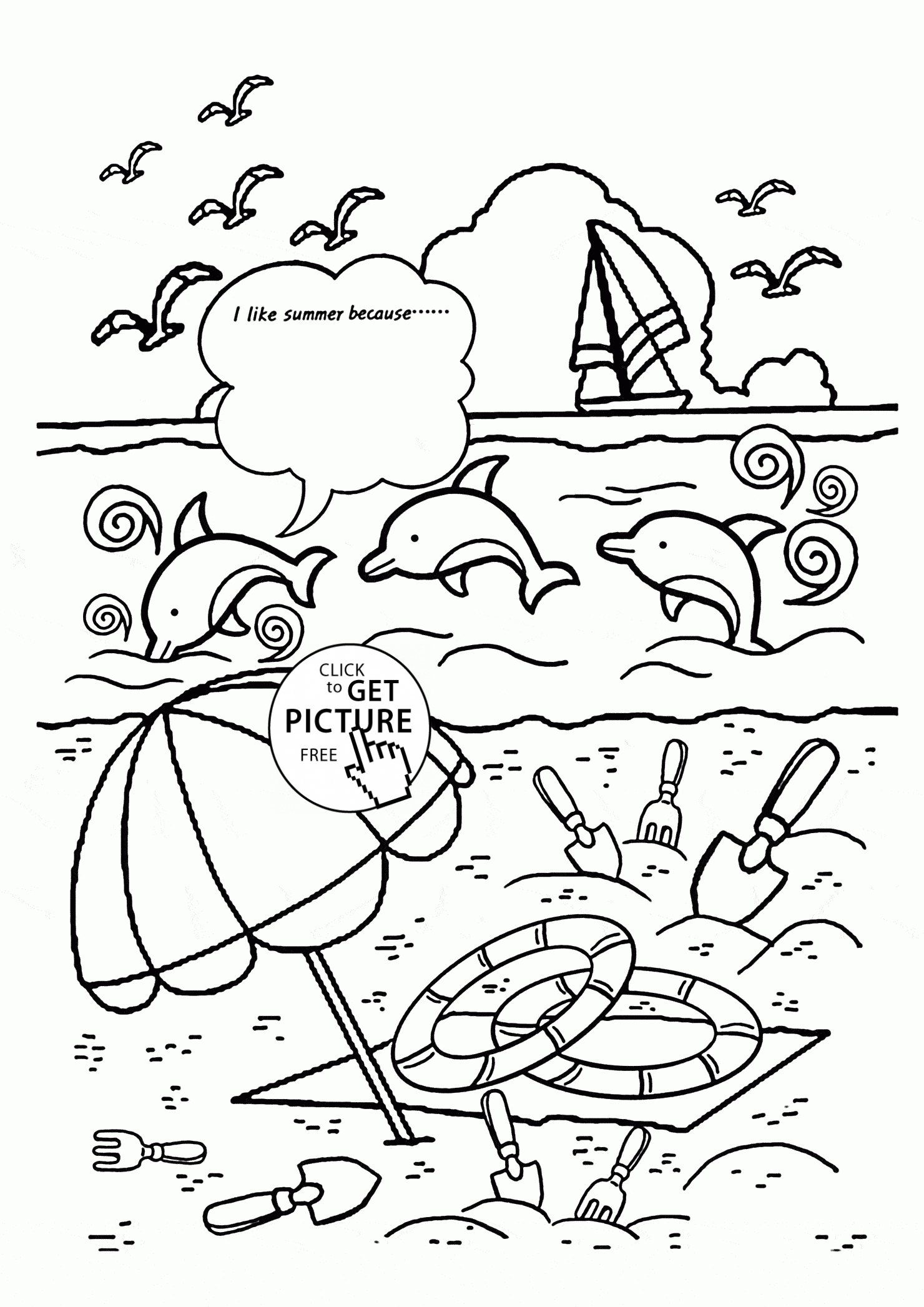 summer fun coloring book pages. beach in summer coloring page for ...