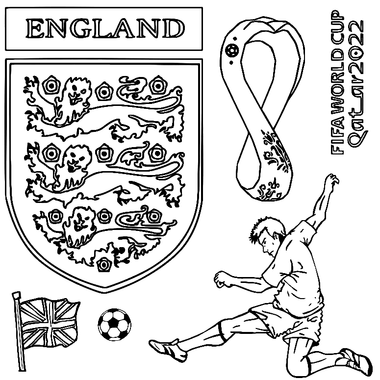 England team FIFA World Cup 2022 Coloring Pages - FIFA World Cup 2022 Coloring  Pages - Coloring Pages For Kids And Adults