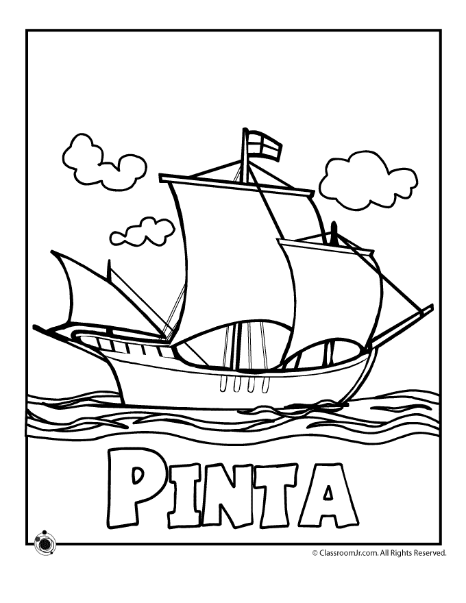 Pinta Ship Coloring Page - Woo! Jr. Kids Activities